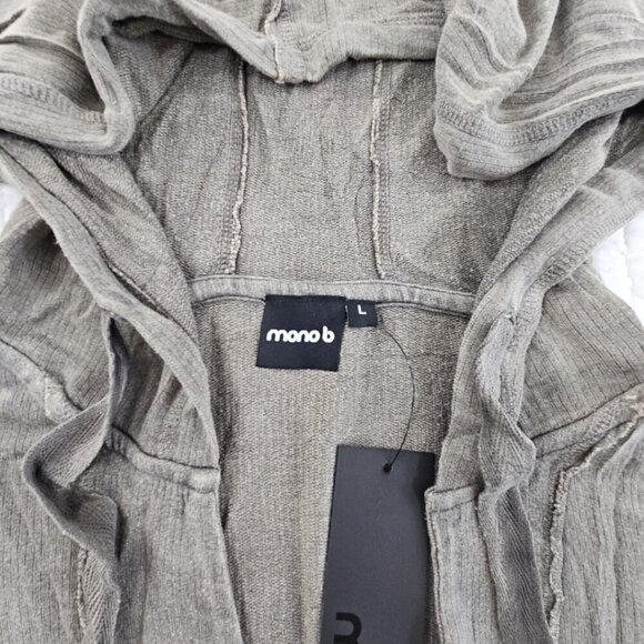 New Mono B Hoodie Women's Large Brown Long Sleeve Raw Grunge Street MSRP $68 - Picture 5 of 13